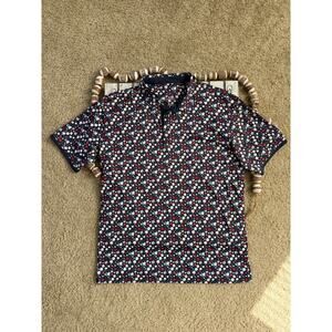 Swannies Golf Polo Mens Navy Floral Print Performance Shirt